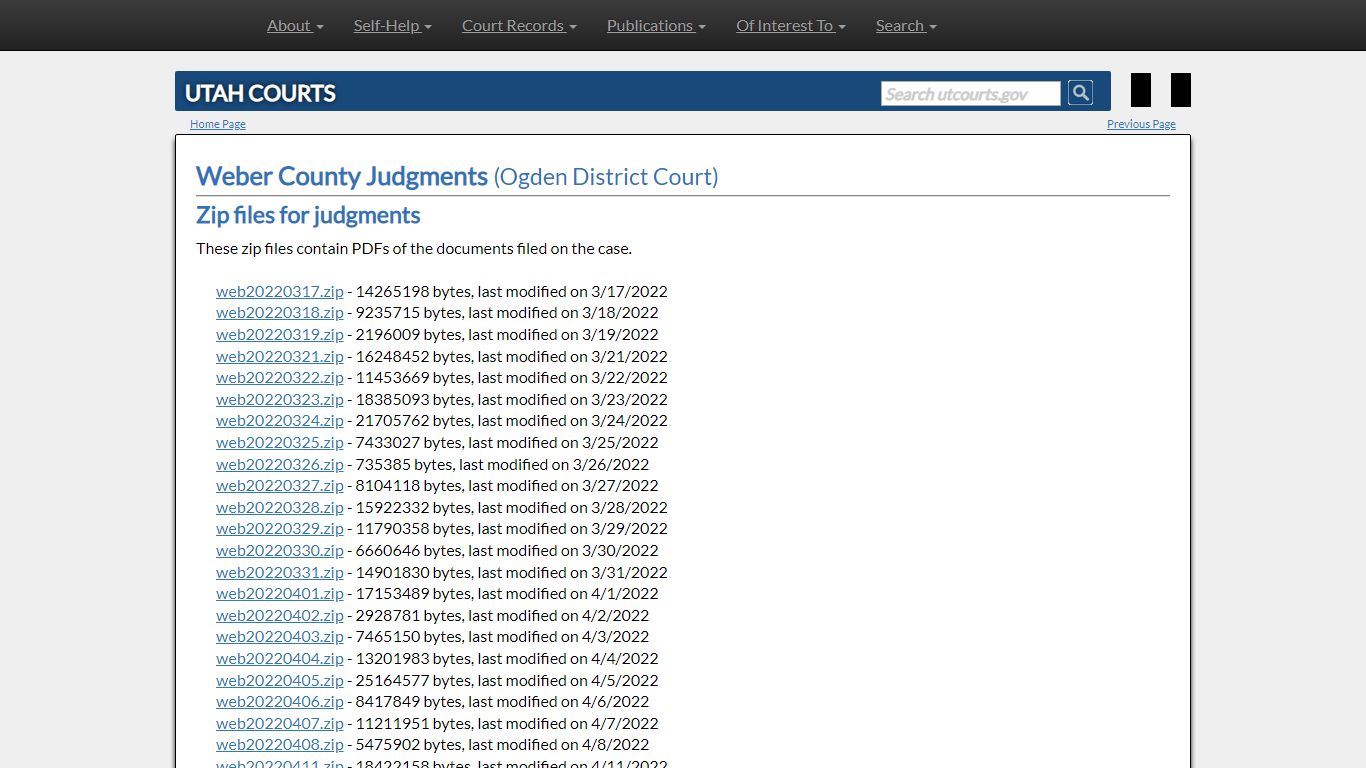 Utah Courts - Weber County Judgements