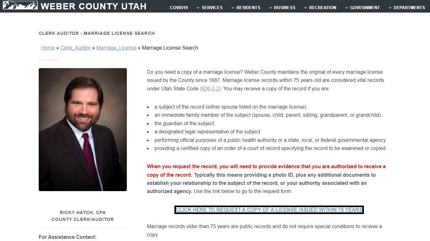 Marriage License Search - Weber County, Utah